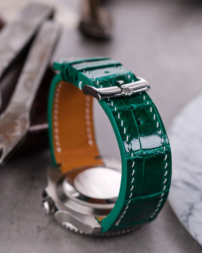 Bespoke Watch Strap in Emerald Green Crocodile