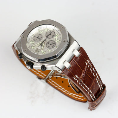 Bespoke Watch Strap in Brown Crocodile