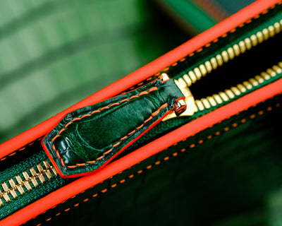 Bespoke Clutch Bag in Pine Green Crocodile