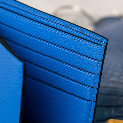 Bespoke Bifold Wallet in Royal Blue Chèvre