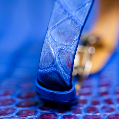Bespoke Watch Strap in Electric Blue Himalayan Crocodile