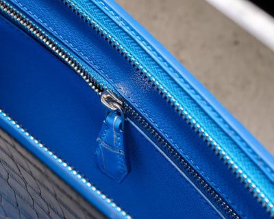Bespoke Clutch Bag in 2 Tone Blue Silver Alligator