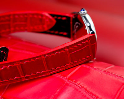 Bespoke Watch Strap in Ferrari Red Crocodile