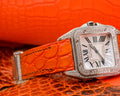 Bespoke Watch Strap in 2 Tone Orange Crocodile