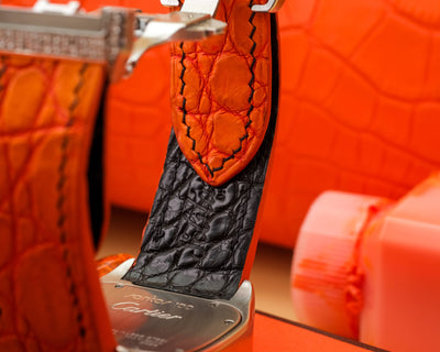 Bespoke Watch Strap in 2 Tone Orange Crocodile