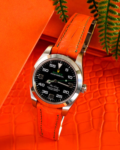 Bespoke Watch Strap in Volcanic Orange Alligator