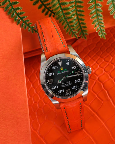 Bespoke Watch Strap in Volcanic Orange Alligator