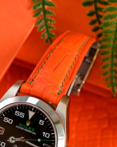 Bespoke Watch Strap in Volcanic Orange Alligator