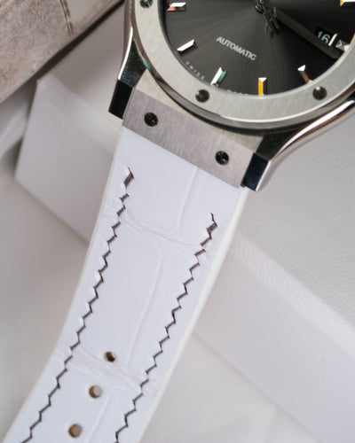 Bespoke Watch Strap in White Crocodile