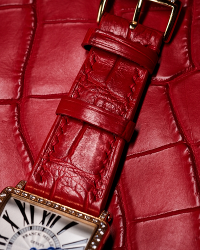 Bespoke Watch Strap in Ferrari Red Crocodile