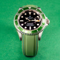 Solitaire Rubber straps in Deep Emerald Green for Rolex Submariner Kermit