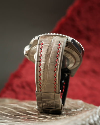 Bespoke Watch Strap in Grey Himalayan Crocodile