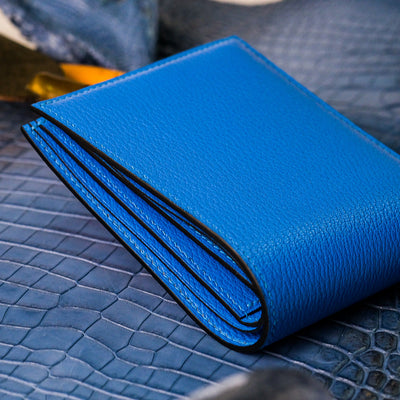 Bespoke Bifold Wallet in Royal Blue Chèvre