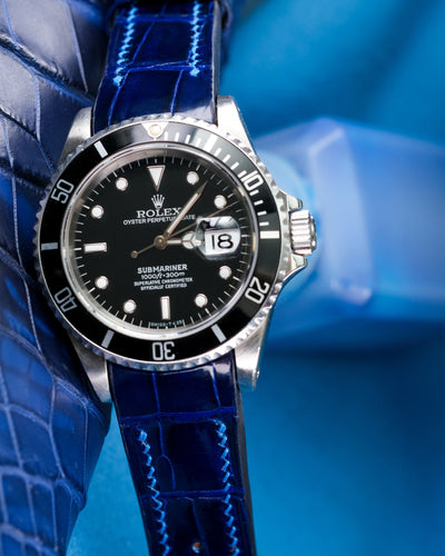 Bespoke Watch Strap in Electric Blue Crocodile