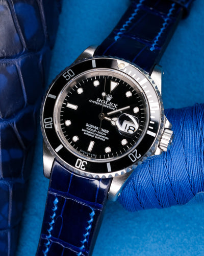 Bespoke Watch Strap in Electric Blue Crocodile