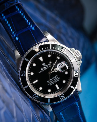 Bespoke Watch Strap in Electric Blue Crocodile