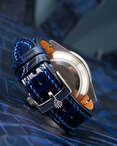 Bespoke Watch Strap in Electric Blue Crocodile