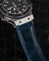 Bespoke Watch Strap in Peacock Blue Crocodile