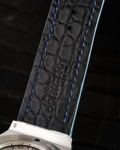 Bespoke Watch Strap in Peacock Blue Crocodile