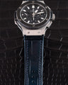 Bespoke Watch Strap in Peacock Blue Crocodile