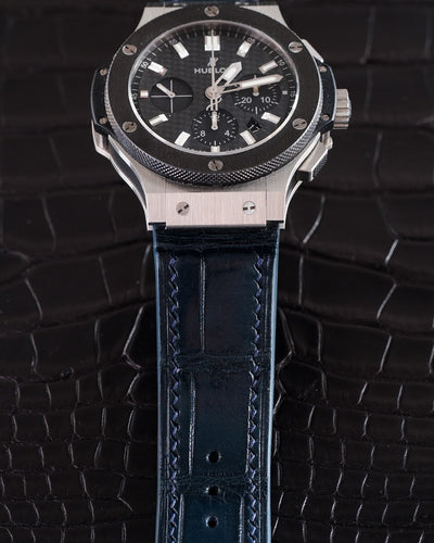 Bespoke Watch Strap in Peacock Blue Crocodile