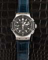 Bespoke Watch Strap in Peacock Blue Crocodile