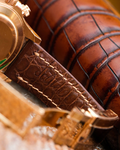 Bespoke Watch Strap in Chocolate Brown Crocodile