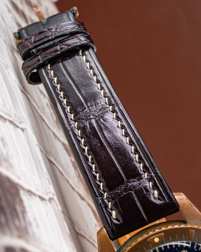 Bespoke Watch Strap in Dark Brown Crocodile
