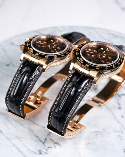 Bespoke Watch Straps in Black Crocodile