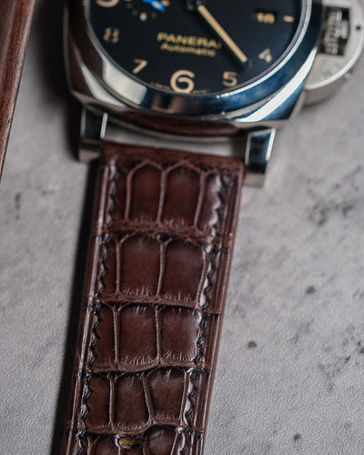 Bespoke Watch Strap in Reddish Brown Crocodile