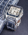 Bespoke Watch Strap in Black Silver Alligator
