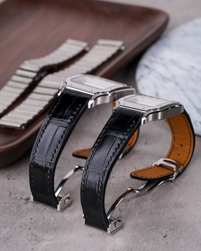 Bespoke Watch Strap in Black Crocodile