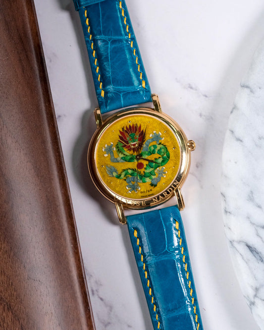 Bespoke Watch Strap in Azure Blue Crocodile