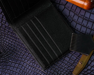 Bespoke Bifold Wallet in Black Chevre