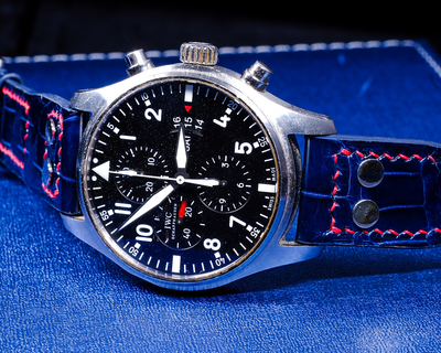 Bespoke Watch Strap in Electric Blue Crocodile