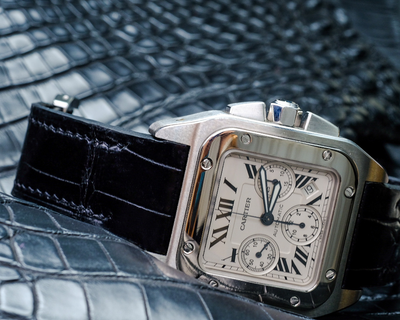 Bespoke Watch Strap in Black Crocodile