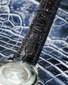 Bespoke Watch Strap in Tainted Blue Snowflake Crocodile