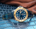 Bespoke Watch Strap in Peacock Blue Crocodile