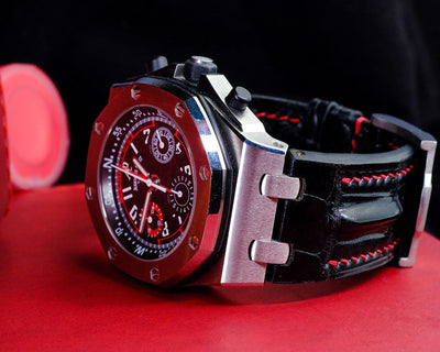 Bespoke Watch Strap in Black Crocodile