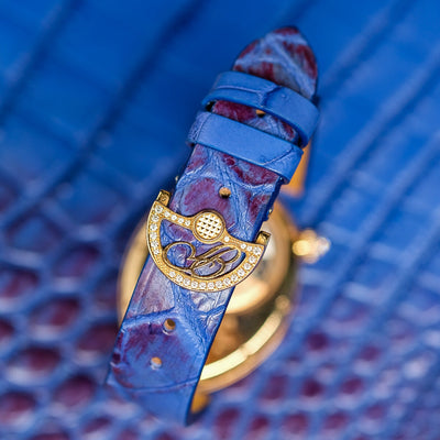 Bespoke Watch Strap in Electric Blue Himalayan Crocodile