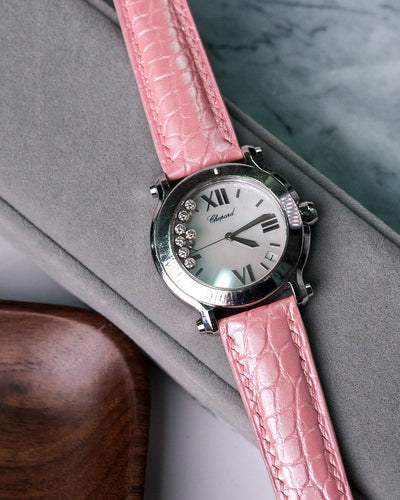 Bespoke Watch Strap in Baby Pink Crocodile
