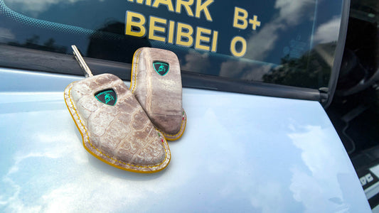 Bespoke Key Fob Cover in Natural Himalayan Crocodile