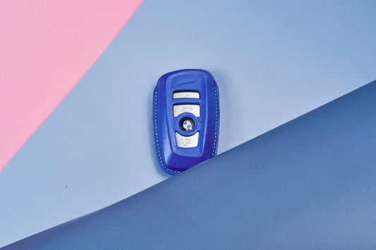 Bespoke Key Fob Cover in Electric Blue Nappa