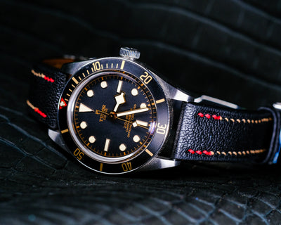 Bespoke Watch Strap in Black Chèvre