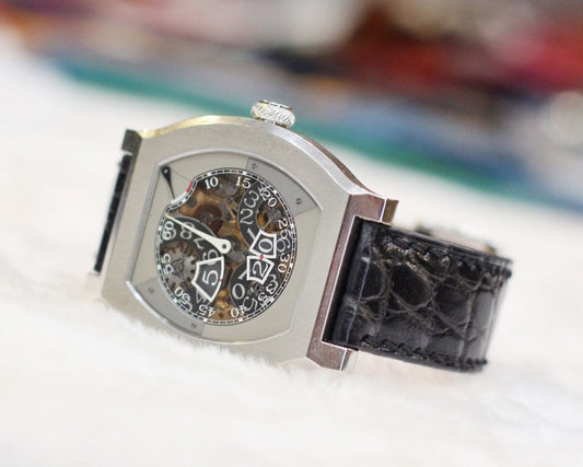 Bespoke Watch Strap in Black Circular Grains Alligator