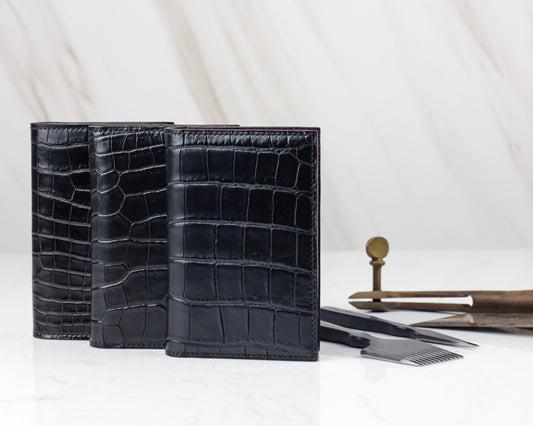 Bespoke Card Holders In Black Crocodile