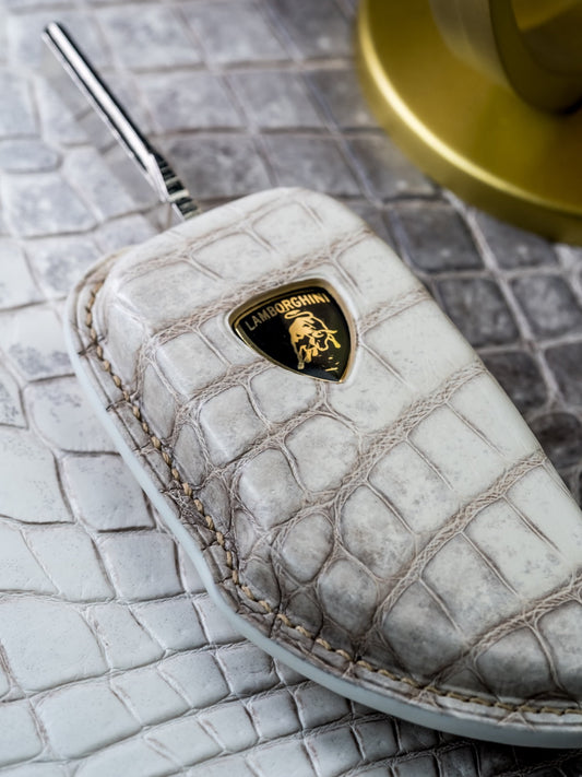 Bespoke Key Fob Cover in Natural Himalayan Crocodile