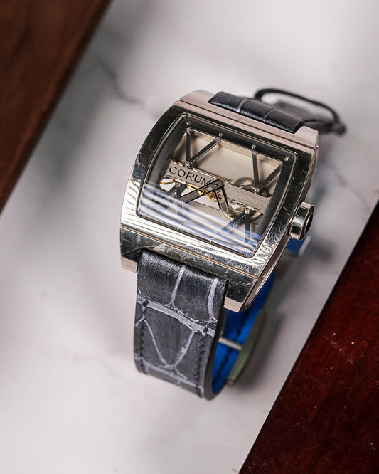 Bespoke Watch Strap in Black Silver Crocodile