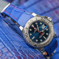 Bespoke Watch Strap in Electric Blue Himalayan Crocodile