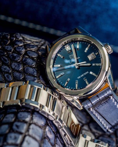 Bespoke Watch Strap in Grey Rubbed Off Crocodile